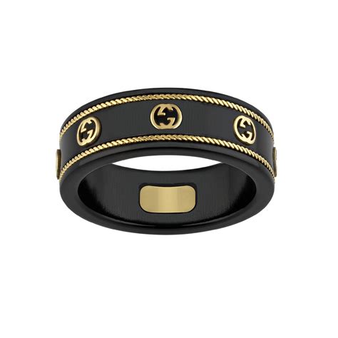 gucci icon ring with yellow gold interlocking g